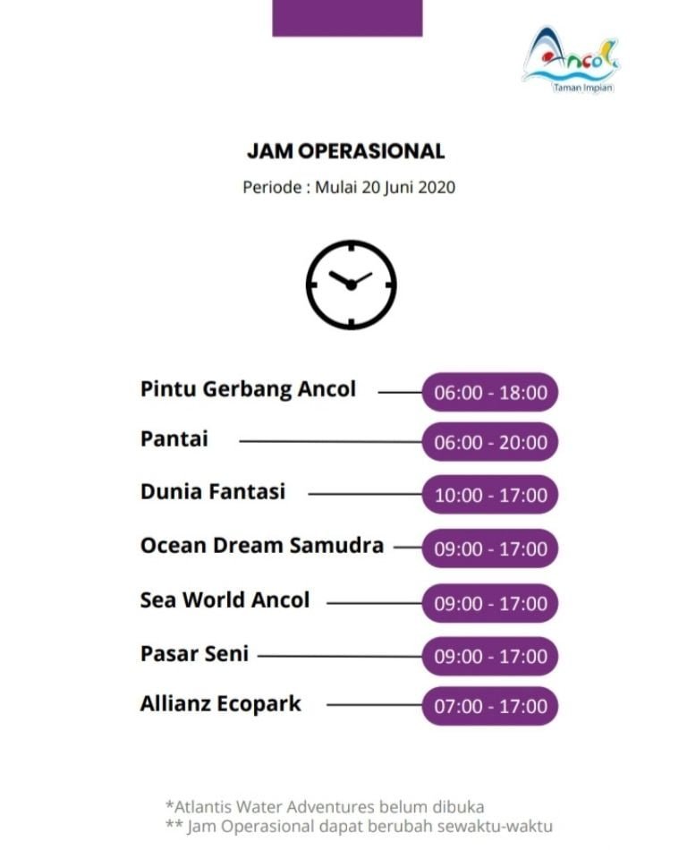 Jam Operasional - Ancol PSBB Transisi